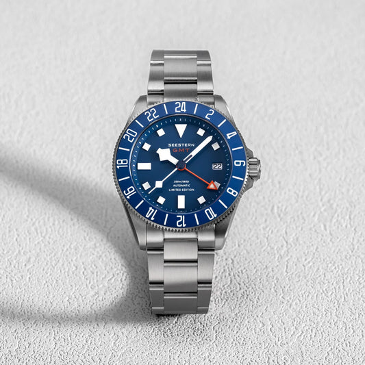 SEESTERN Titan-Taucheruhr für Herren, GMT, mechanische Automatikuhr, NH34-Uhrwerk, Saphirglas, 200 m wasserdicht, Leuchtzeiger, neu