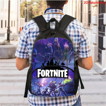 FORTNITE 3Pcs Lightweight Backpack With Front Pocket,Crossbody Bag&Pencil Case For Age 6-10 Boys Girls,Free 3D Printed Keychain