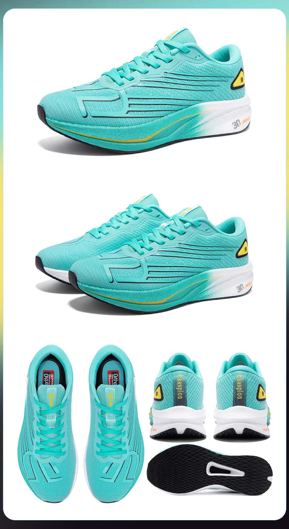Baasploa Men Professional Running Shoes Lightweight Breathable Jogging Sports Shoes Female Carbon Plate Anti-slip Sneakers