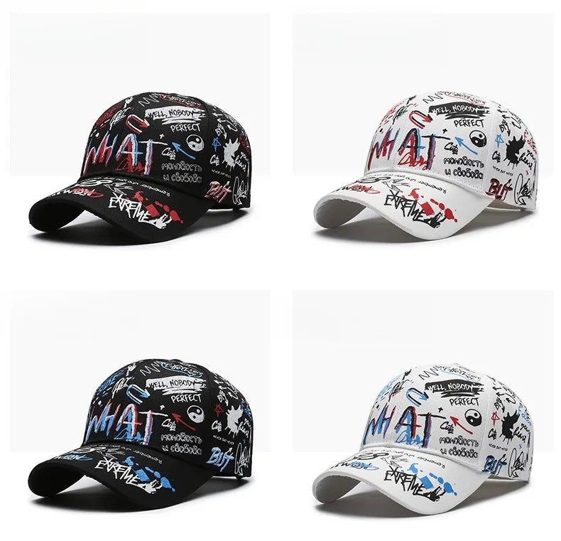 Șapcă de baseball unisex din bumbac cu imprimeu graffiti, pentru femei și bărbați, snapback trendy stil hip-hop, pentru exterior