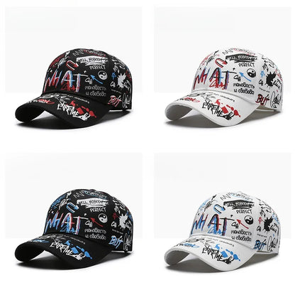 Șapcă de baseball unisex din bumbac cu imprimeu graffiti, pentru femei și bărbați, snapback trendy stil hip-hop, pentru exterior