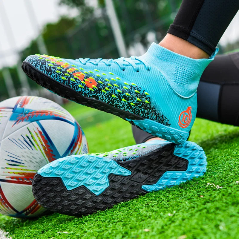 1 paire de chaussures de football pour hommes, résistantes à l'usure, antidérapantes, avec crampons longs et courts, idéales pour les matchs sur gazon extérieur, pour étudiants et adultes