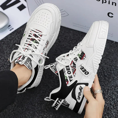 Scarpe da skateboard da uomo, sneakers estive, in pelle, casual, alla moda, per attività all'aperto, corsa, sport, escursionismo, tennis, con zeppa, di marca, di lusso