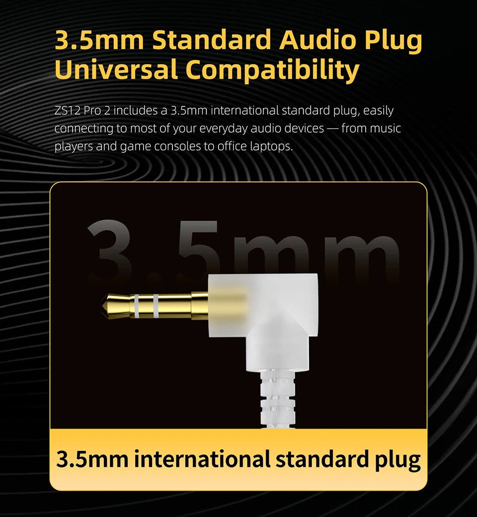 Auricolari IEM ibridi KZ ZS12 PRO 2 – Auricolari gaming cablati HiFi con bassi e driver super-lineari