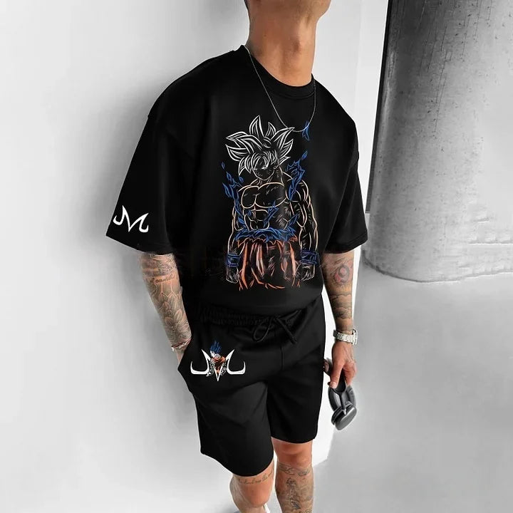 2026 Cartoon Dragon Ball T-shirt Children's Top T-shirt Shorts Two-piece Set Summer Boy T-shirt + Shorts Beach Pants