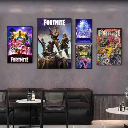 Poster de Jogo F-Fortnite Surpresa — Decoração de Casa, Quadro de Parede para Escritório e Sala de Estar