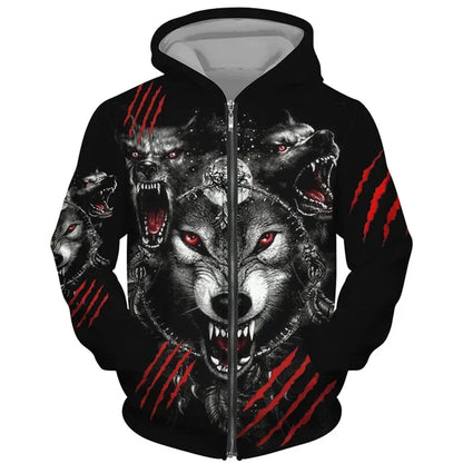 Cool 3D Wolf Printed Zipper Hoodies Fashion Men/Women Streetwear Hooded Jacket Coat Unisex Casual Hip Hop Pullover Sweatshirts
