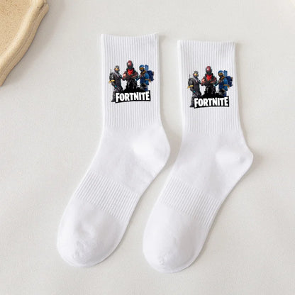 Fortnite Socks Cartoon Game Character Long Socks for Kids and Students in Spring and Autumn Solid Color Cotton Socks Birthday Gifts