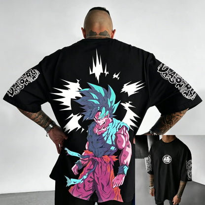 T-shirt de algodão de manga curta com estampado de Dragon Ball Z – Son Goku e Vegeta – Roupa para homem e mulher – Estilo Harajuku, Y2K, vintage, verão, streetwear