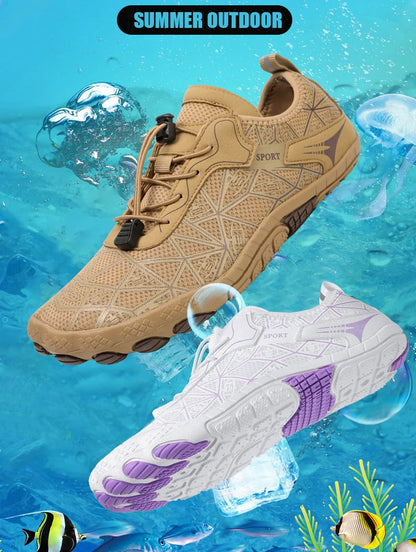 Sapatos para caminhar na água sem sapatos - Homem e Mulher - Sapatos de praia em malha de secagem rápida - Sapatos antiderrapantes para atividades ao ar livre - Sapatos unissexo para desportos aquáticos