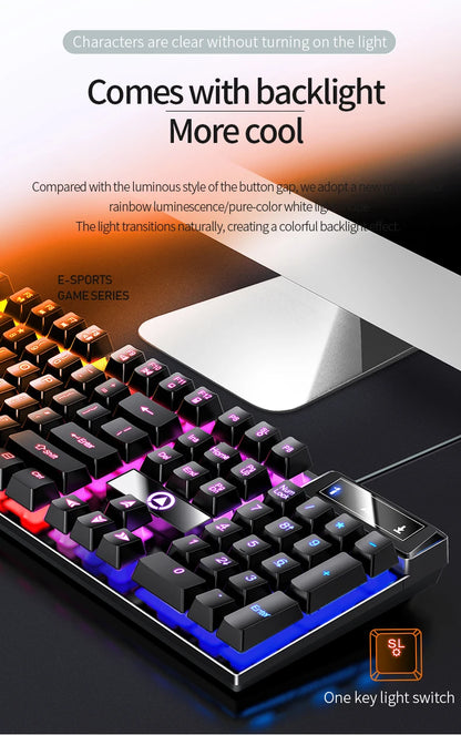 Wired USB Gaming Keyboard with Backlight, 104 Key Gamer Keyboard for Computer/Laptop/PC, Ergonomic Design,Office Gaming Accessor