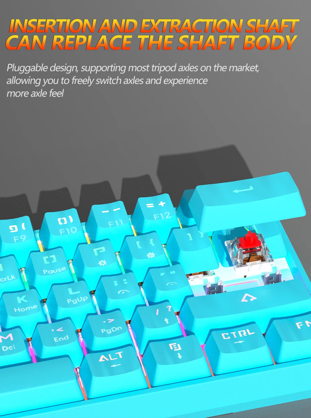 MUCAI MK61 USB Gaming Esports Mechanical Keyboard 61 Key Red Axis Wired Detachable Cable RGB Backlight Hot Swap
