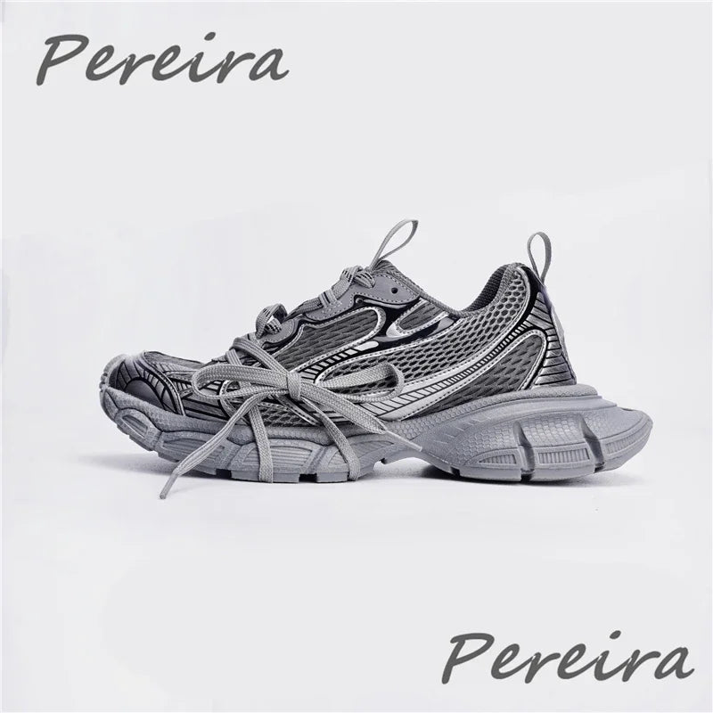 Pantofi sport pentru bărbați Street Style cu talpă groasă, culori mixte noi, cu șireturi, încălțăminte casual pentru cupluri, confortabilă și respirabilă, pentru alergare și mers pe jos