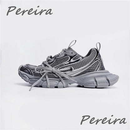 Pantofi sport pentru bărbați Street Style cu talpă groasă, culori mixte noi, cu șireturi, încălțăminte casual pentru cupluri, confortabilă și respirabilă, pentru alergare și mers pe jos