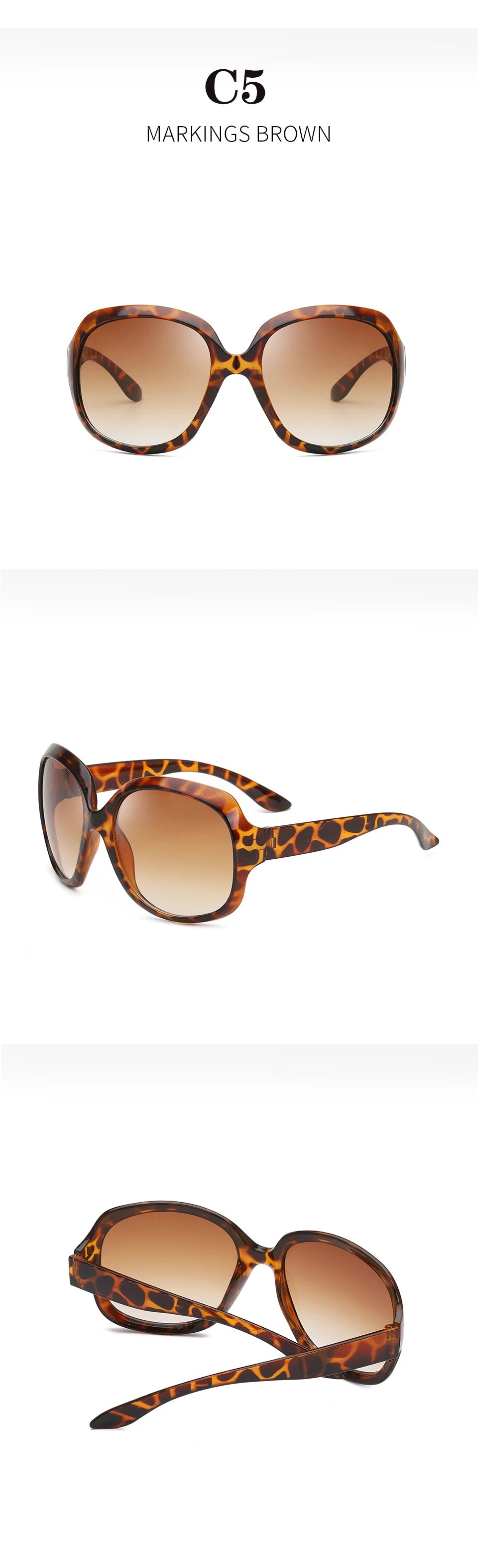 Oversized  Sunglasses Women Luxury Brand Designers Oval Sun Glasses Vintage Black Shades UV400 zonnebril dames
