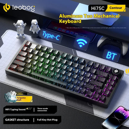 Kit tastiera meccanica LEOBOG Hi75C 3 modalità/cablata Hot Swap con manopola, RGB, guarnizione in lega di alluminio, kit tastiera Hi75C per PC, regalo personalizzato