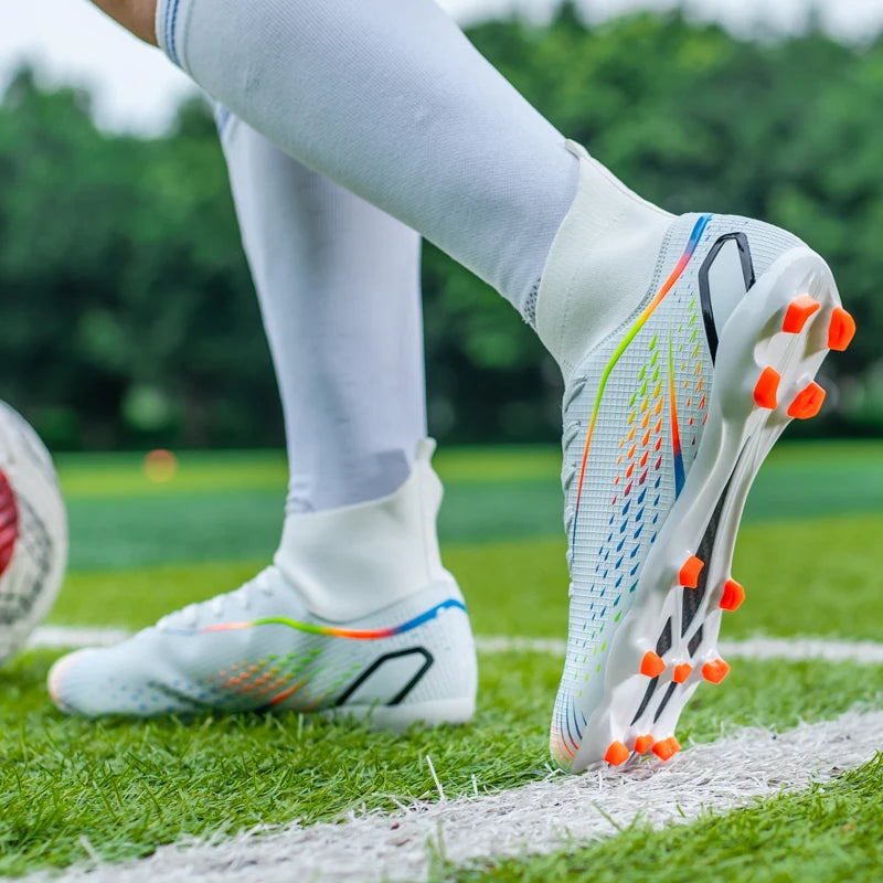 Herren-Fußballschuhe Herren-Rasen-Fußballschuhe, atmungsaktiv, weich, Outdoor-Fußballschuhe, Stollen, lange Spikes, bequeme Trainings- und Sportschuhe für Herren