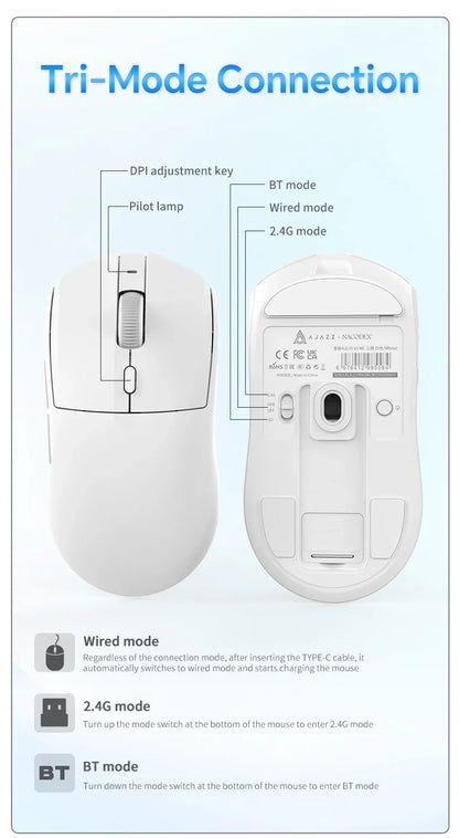 AJAZZ AJ139 V2 MC/AJ139 PRO kabellose Gaming-Maus mit PAW3311/PAW3395-Sensor, 12000DPI/26000DPI, 500mAh, Bluetooth-Gaming-Maus für PC