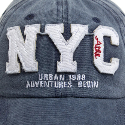 New Vintage Big Letter NYC Baseball Cap Men Cotton Washed Spring Autumn Visor Soft Snapback Fashion Hat For Women