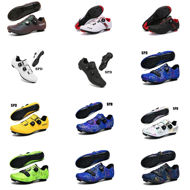 Chaussures de cyclisme pour homme : chaussures de course sur route à fixation automatique, chaussures de sport, chaussures d'entraînement sans crampons ; chaussures de cyclisme pour femme avec crampons SPD