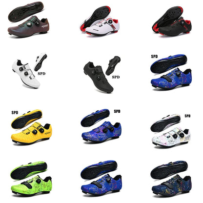 Chaussures de cyclisme pour homme : chaussures de course sur route à fixation automatique, chaussures de sport, chaussures d'entraînement sans crampons ; chaussures de cyclisme pour femme avec crampons SPD