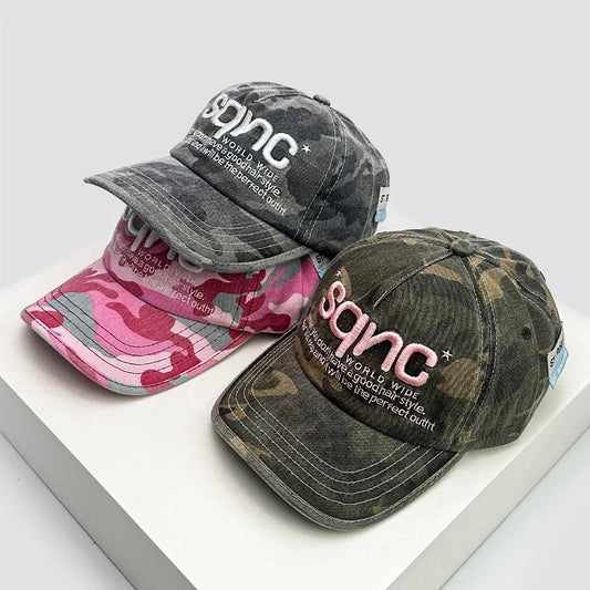New Unisex American Style CAMO Letter Embroidery Baseball Hats Breathable Hip Hop Sunshade Peaked Caps Versatile Fashion Niche