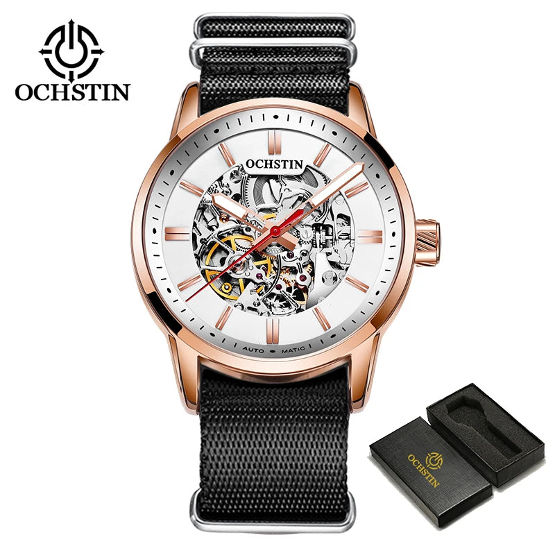 OCHSTIN Automatikuhren für Herren – Luxus, Royal, Leuchtend, Skelett, wasserdicht, mechanisch, modisch – Herrenuhren als Geschenke für Männer