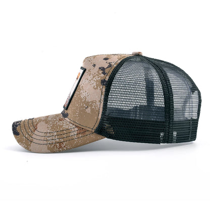 Cappellino trucker fashion con patch ricamata con capra, snapback da baseball quattro stagioni per uomo e donna, cappello con visiera regolabile