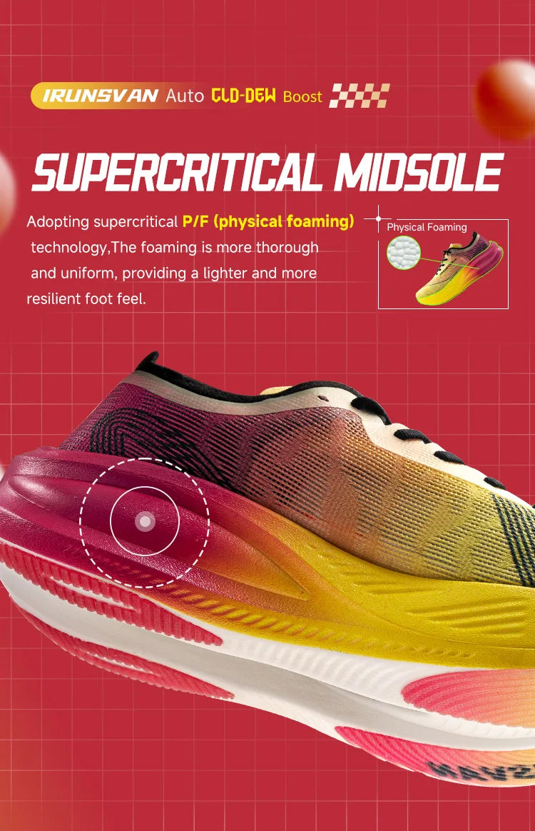IRUNSVAN Men Professional Marathon Running Shoes Nylon Carbon Plate Road Sports Shoes Lightweight Women Trainers Sport Sneakers