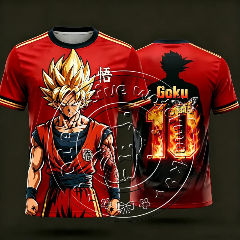 Dragon Ball Retro Super Goku 10 3D ispis, brzo sušenje, prozračan uniseks majica kratkih rukava za nogomet i košarku, casual sportska majica