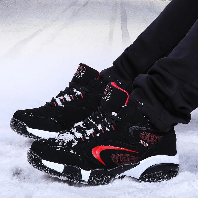 Botas de neve para homem, quentes para o inverno, casal, ténis casuais, moda, couro, desporto ao ar livre, corrida, ténis, homem, antiderrapantes, tamanho grande 48, ténis desportivos