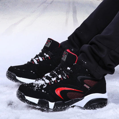 Botas de neve para homem, quentes para o inverno, casal, ténis casuais, moda, couro, desporto ao ar livre, corrida, ténis, homem, antiderrapantes, tamanho grande 48, ténis desportivos