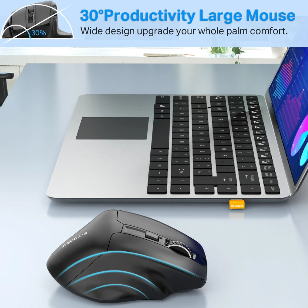 E-YOOSO X-31 Wireless Gaming Mouse for Big Hands, USB 2.4G Ergonomic Gaming Mouse, 4800 DPI Optical Mouse with 5 Buttons for PC & Laptop