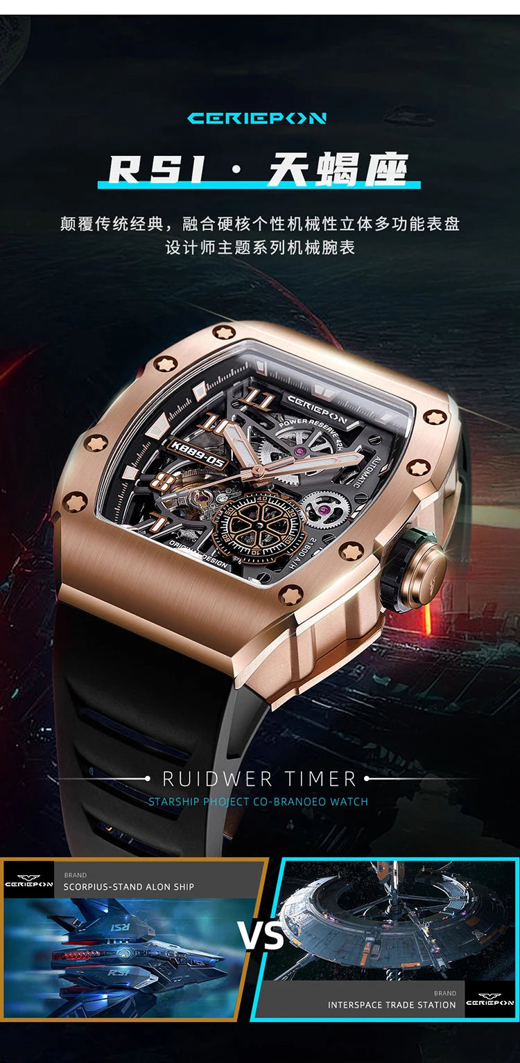 New Fashion Men Mechanical Automatic Wristwatch Pagani Design Richard Similar Hand Silicone Band Sport Watches Relogio Masculino