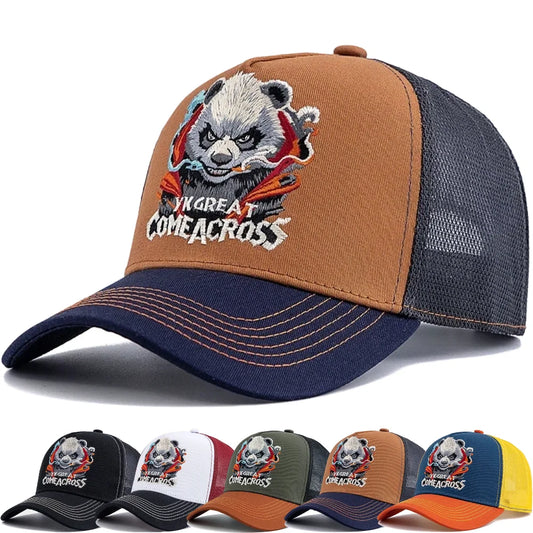 New Style Unisex Cool Panda Embroidered Baseball Cap Chic Trucker Hats For Men Women Breathable Streetwear Summer Outdoor Hat