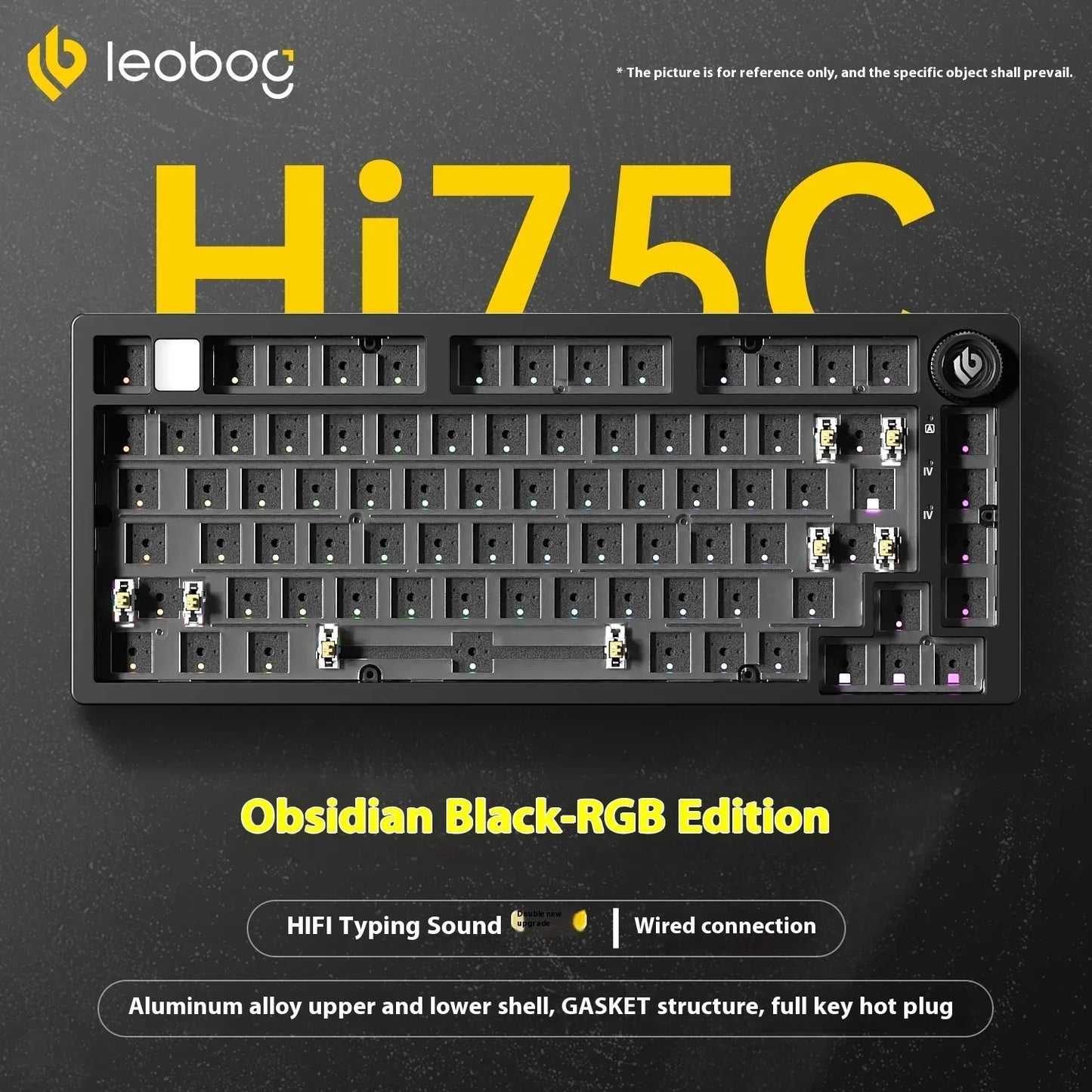 Kit tastiera meccanica LEOBOG Hi75C 3 modalità/cablata Hot Swap con manopola, RGB, guarnizione in lega di alluminio, kit tastiera Hi75C per PC, regalo personalizzato