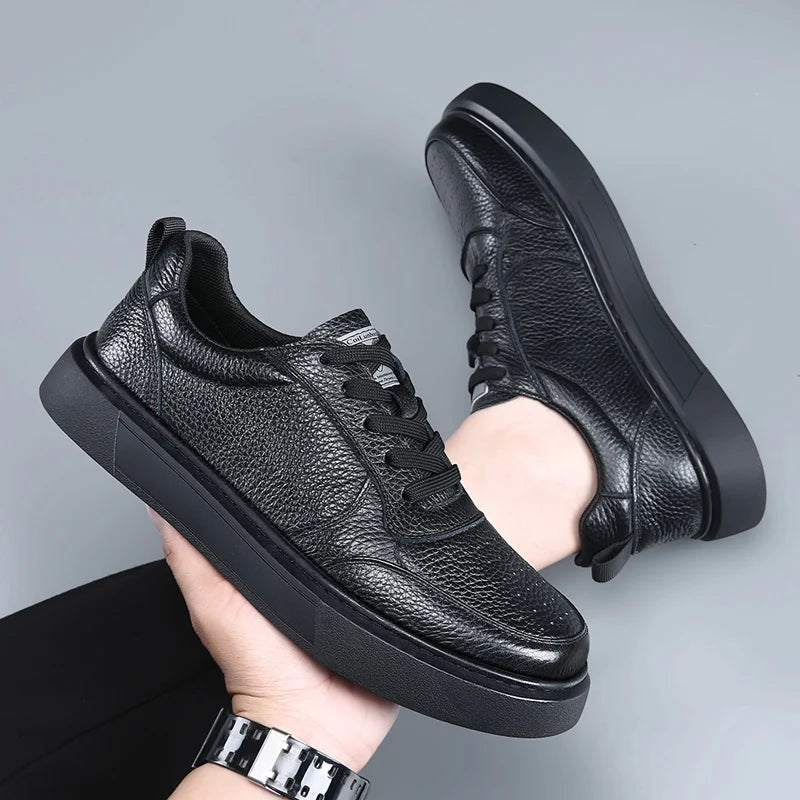 DIMANYU Men's Sneakers Genuine Leather 2026 New Summer Casual Shoes Men Platform Lace-up Simple Fashion Breathable Shoes Men