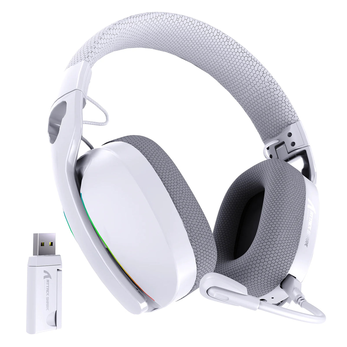 ATTACK SHARK L90 Casque de jeu pliable en trois modes, ultra léger, microphone antibruit amovible, RVB, son 7,1 canaux, 500 mAh