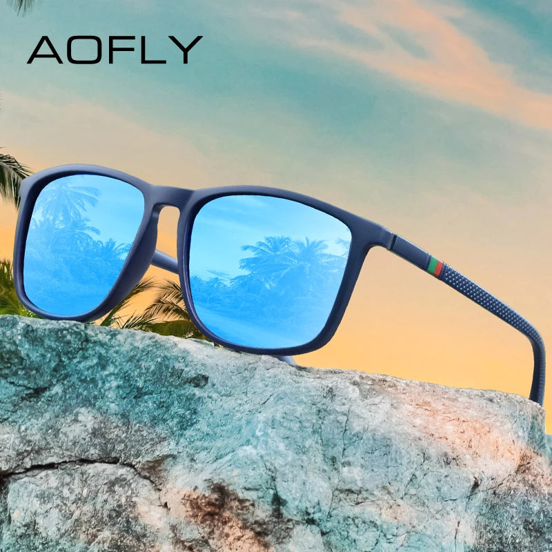 AOFLY sportzonnebrillen voor heren: modieuze, comfortabele vierkante spiegelzonnebrillen voor mannen en vrouwen, lichtgewicht, UV400