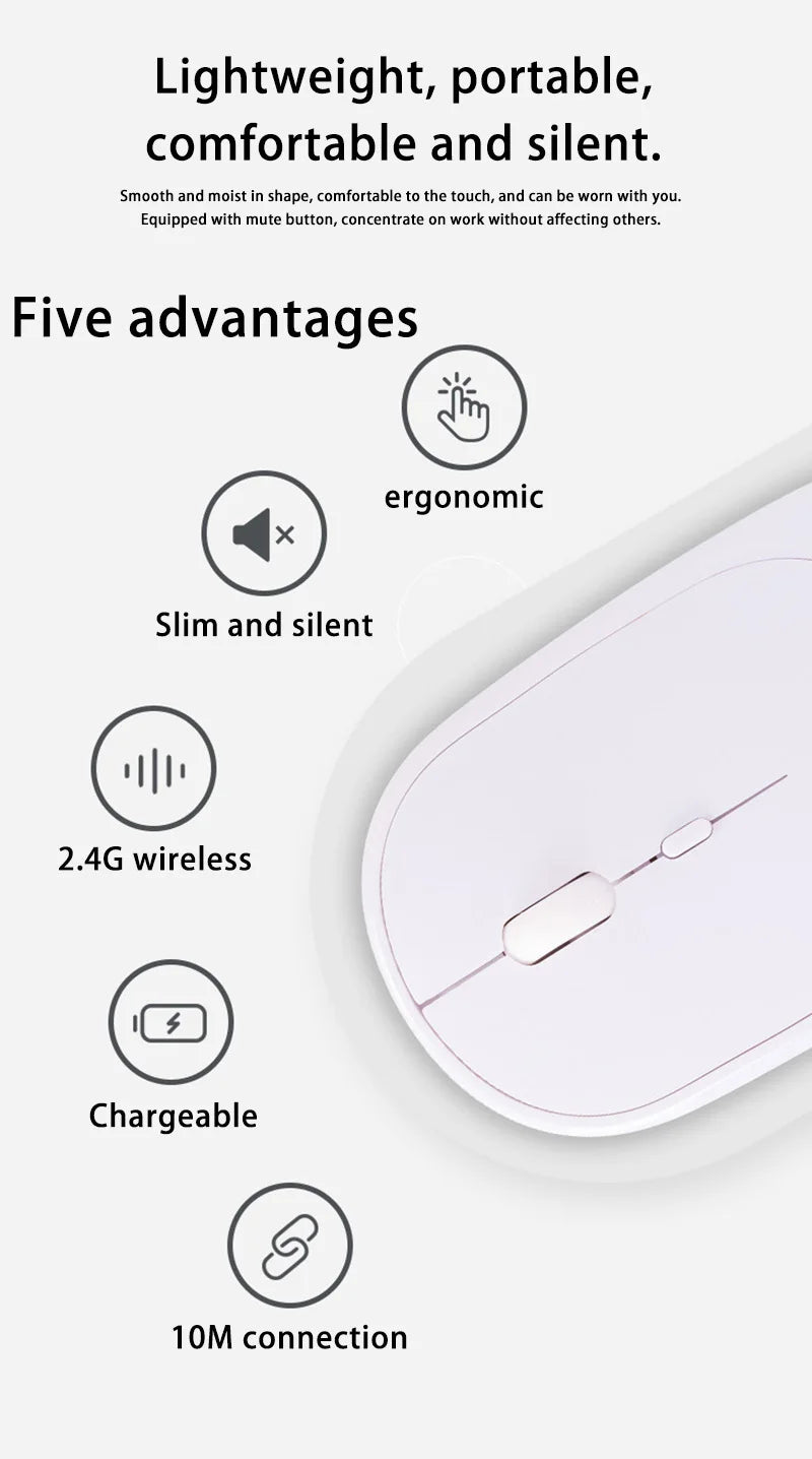 Lenovo trådløs mus USB genopladelig ergonomisk justerbar DPI kontor lydløs 2.4G Bluetooth optisk elektrisk mus gaming kontor