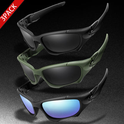 3-PACK Trendy Outdoor Tactics Sports Sunglasses Men and Women Cycling Glasses Driving Camping Travel Colorful Goggles