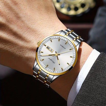 Montre mécanique automatique pour homme Dianpai – Modèle de luxe, affichage luminescent, design classique et épuré, en acier inoxydable, étanche, avec calendrier et indication du jour de la semaine