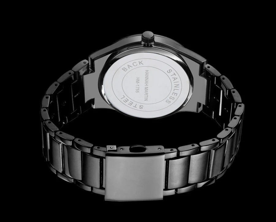 Pánské hodinky Hannah Martin, pouzdro z nerezové oceli, quartzový strojek, ciferník o průměru 41 mm, profesionální styl, s ukazatelem data (imitace)