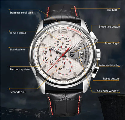 Cronógrafo PAGANI DESIGN para hombre, reloj de cuarzo multifunción de piloto militar, reloj masculino