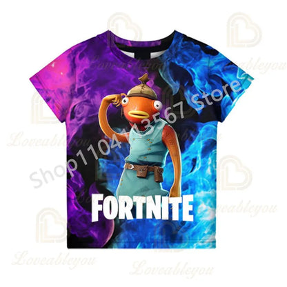 F-Fortnited T-Shirt για νέους: Battle Game – Κοντομάνικα καλοκαιρινά μπλουζάκια για ενήλικες, για εφήβους και έφηβες