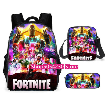 Fortnited 3-delni nahrbtnik za dečke Victory Game, 16-palčni vodoodporen predšolski nahrbtnik, kul šolski nahrbtniki za osnovno šolo