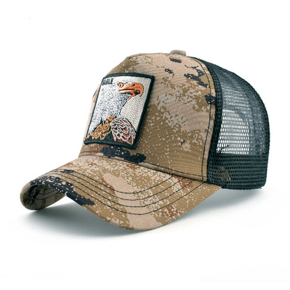 Cappellino trucker fashion con patch ricamata con capra, snapback da baseball quattro stagioni per uomo e donna, cappello con visiera regolabile