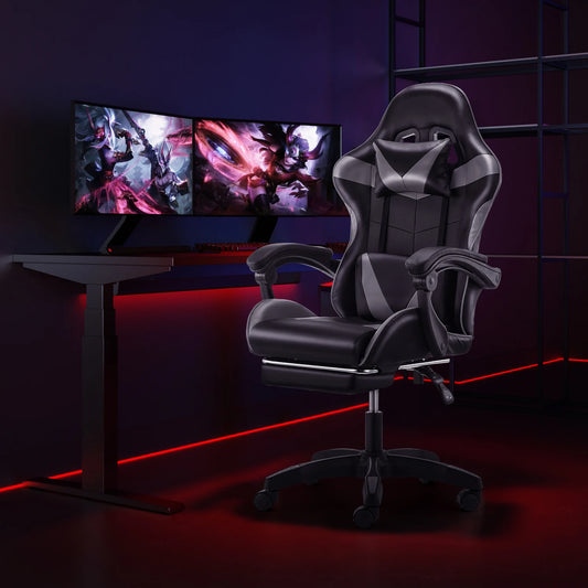 Ergonomic Gaming chair with massage function, height adjustable office chair computer chair with armrests headrests, up to 150KG