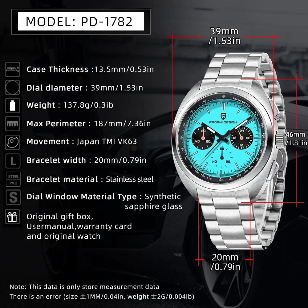 2026Pagani design watch luxury men's quartz watch speed men's chronograph top brand all-steel sapphire diving relógios masculino