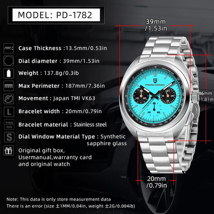 2026Pagani design watch luxury men's quartz watch speed men's chronograph top brand all-steel sapphire diving relógios masculino